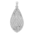 Sterling Silver Rhodium-plated Polished & D/C Leaf Pendant