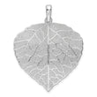Sterling Silver Rhodium-plated Polished & D/C Lrg Leaf Pendant