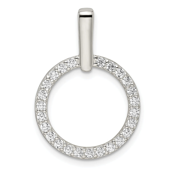 Sterling Silver Polished CZ Circle Pendant
