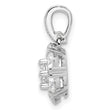 Sterling Silver Polished Rhodium-plated CZ Flower Pendant