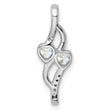 Sterling Silver Rhodium-plated Double Heart CZ Pendant