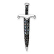 Sterling Silver Black/White Rhodium-plated Black CZ Sword Pendant