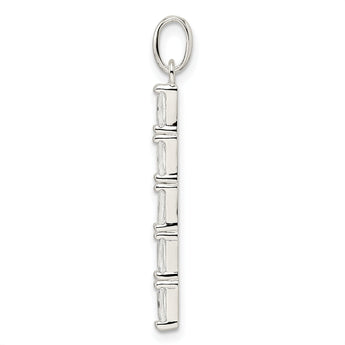 Sterling Silver Polished CZ Bar Pendant