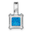 Sterling Silver Rhodium-plated Polished Square Blue Opal Pendant