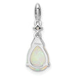 Sterling Silver Rhodium-plated Polished CZ and Synthetic Opal Pendant