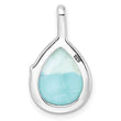Sterling Silver Rhodium-plated Polished Pear Shape Larimar Twist Pendant