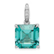 Sterling Silver Rhodium-plated Light Blue Princess Shaped & White CZ Pendan