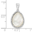 Sterling Silver Rhodium-plated Glass Teardrop Pendant