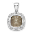 Sterling Silver Rhodium-plated CZ & Peach Crystal Pendant