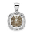 Sterling Silver Rhodium-plated CZ & Blue Crystal Pendant