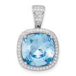 Sterling Silver Rhodium-plated CZ & Blue Crystal Pendant