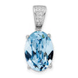 Sterling Silver Rhodium-plated Polished CZ & Blue Crystal Pendant