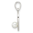 Sterling Silver Polished Imitation Pearl Heart Pendant