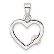 Sterling Silver Polished Imitation Pearl Heart Pendant