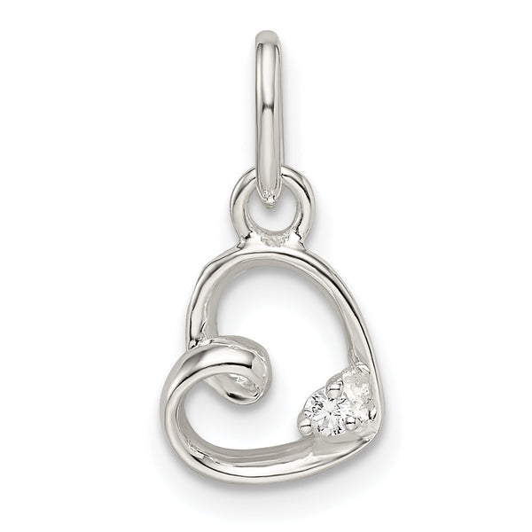 Sterling Silver CZ Heart Pendant