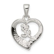 Sterling Silver Love Heart w/Flower Pendant