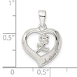 Sterling Silver Love Heart w/Flower Pendant