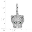 Sterling Silver Rhodium-plated Green & White CZ Panther Pendant