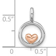Sterling Silver RH-plated & Rose Gold-plated Polished Circle w/Heart Pendan