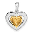 Sterling Silver RH-plated & Gold-plated Heart Pendant