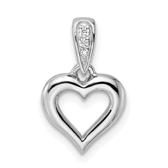 Sterling Silver RH CZ Heart Dangle Pendant