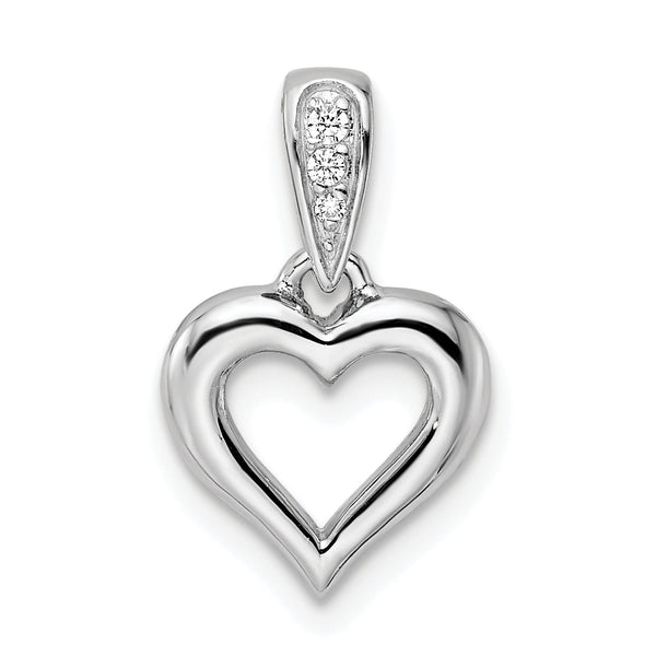 Sterling Silver RH CZ Heart Dangle Pendant