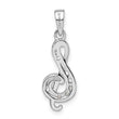 Sterling Silver Rhodium-plated CZ Treble Clef Pendant