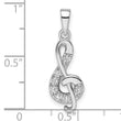Sterling Silver Rhodium-plated CZ Treble Clef Pendant