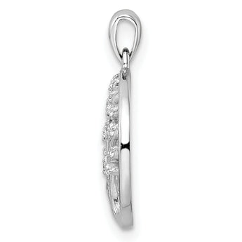 Sterling Silver Rhodium-plated Polished CZ Tree of Life Pendant