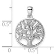Sterling Silver Rhodium-plated Polished CZ Tree of Life Pendant