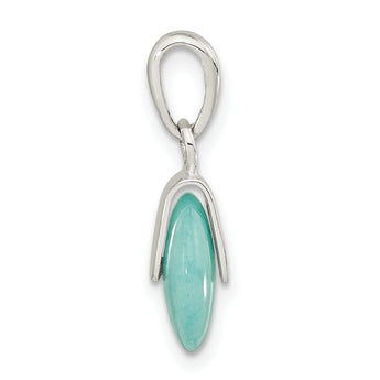 Sterling Silver Polished Circle Imitation Turquoise Pendant
