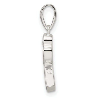 Sterling Silver Polished Geometric Shapes CZ Pendant