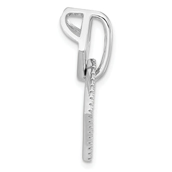 Sterling Silver Rhodium-plated CZ Square Chain Slide Pendant