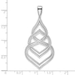 Sterling Silver Rhod. Polished Grooved Fancy Drop Pendant