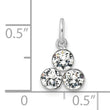 Sterling Silver RH-plated Crystal 3-stone Pendant