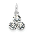 Sterling Silver RH-plated Crystal 3-stone Pendant