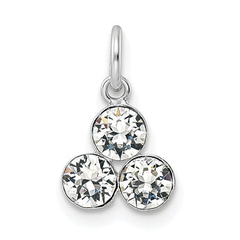 Sterling Silver RH-plated Crystal 3-stone Pendant