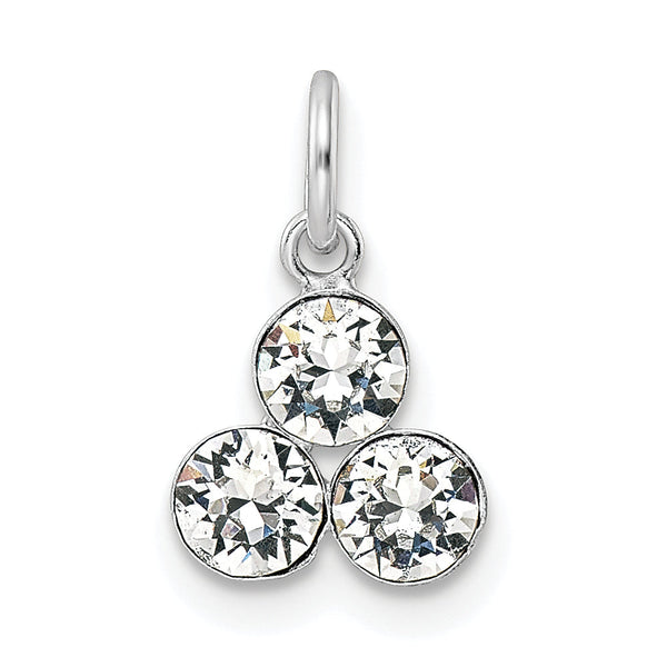 Sterling Silver RH-plated Crystal 3-stone Pendant