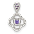Sterling Silver Polished Purple CZ Flower Pendant