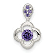 Sterling Silver Polished Purple CZ Flower Pendant