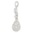 Sterling Silver Polished CZ Teardrop Dangle Pendant