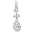 Sterling Silver Polished CZ Teardrop Dangle Pendant