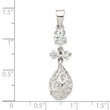 Sterling Silver Polished CZ Teardrop Dangle Pendant