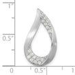 Sterling Silver Rh-plated Satin & Polished CZ Teardrop Chain Slide