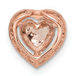 Sterling Silver Rose-tone Polished Pink & White CZ Heart Chain Slide