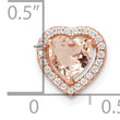 Sterling Silver Rose-tone Polished Pink & White CZ Heart Chain Slide