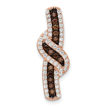 Sterling Silver Rose-tone Black Rhodium-plated CZ Fancy Chain Slide