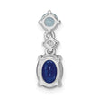 Sterling Silver Rhodium-plated CZ and Blue Glass Pendant
