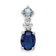Sterling Silver Rhodium-plated CZ and Blue Glass Pendant