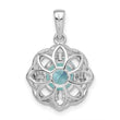 Sterling Silver Rhodium plated Aqua & White CZ Pendant